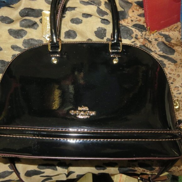 Coach Mini Sierra Black Patent Leather Dome Satchel Crossbody - Picture 1 of 11